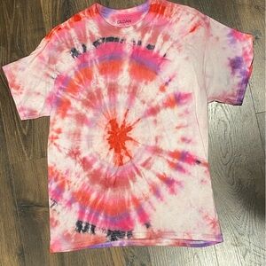 Gildan Pink and Black Tie-Dye Shirt